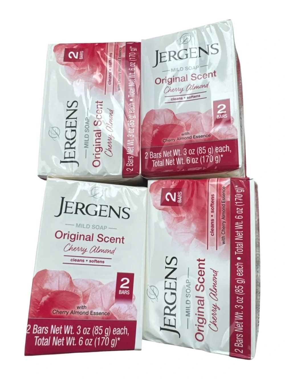 Jergens Cherry Almond Mild Soap Original Scent - 8 Bars (4x 2 Pack) - 3oz Each